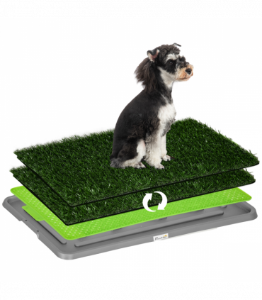 PawHut Dog Toilet with 2 Packs Artificial Grass Pads, 67 x 41cm, Green