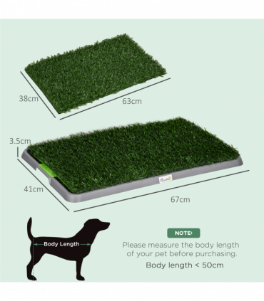 PawHut Dog Toilet with 2 Packs Artificial Grass Pads, 67 x 41cm, Green