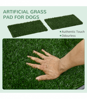 PawHut Dog Toilet with 2 Packs Artificial Grass Pads, 67 x 41cm, Green