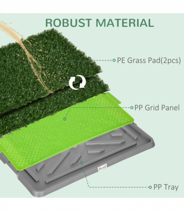 PawHut Dog Toilet with 2 Packs Artificial Grass Pads, 67 x 41cm, Green