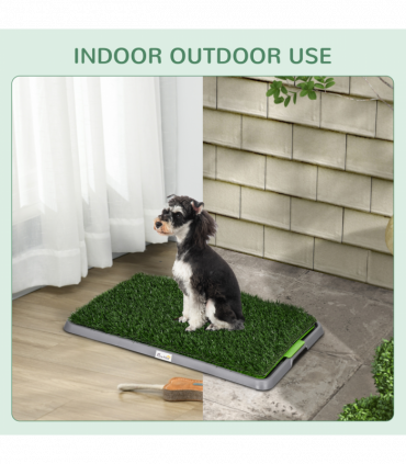 PawHut Dog Toilet with 2 Packs Artificial Grass Pads, 67 x 41cm, Green