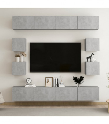 vidaXL 8 Piece TV Cabinet Set Concrete Grey Engineered Wood