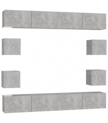 vidaXL 8 Piece TV Cabinet Set Concrete Grey Engineered Wood