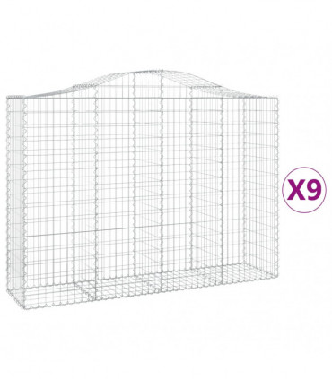vidaXL Arched Gabion Baskets 9 pcs 200x50x140/160 cm Galvanised Iron