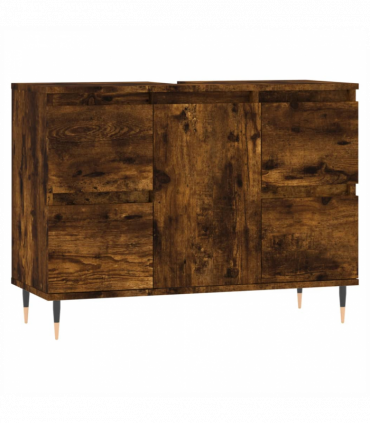 vidaXL Bathroom Cabinet Smoked Oak 80x33x60 cm Engineered Wood