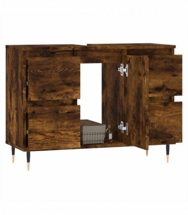 vidaXL Bathroom Cabinet Smoked Oak 80x33x60 cm Engineered Wood