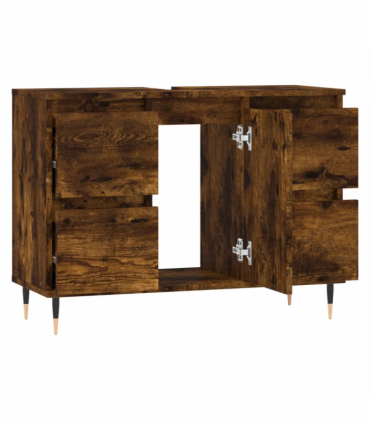 vidaXL Bathroom Cabinet Smoked Oak 80x33x60 cm Engineered Wood