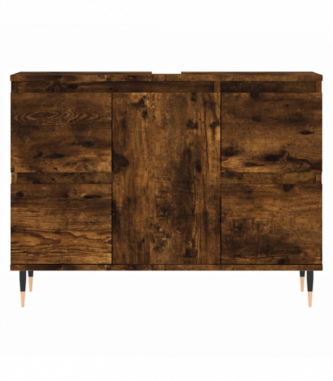 vidaXL Bathroom Cabinet Smoked Oak 80x33x60 cm Engineered Wood