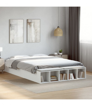 vidaXL Bed Frame White 150x200 cm King Size Engineered Wood