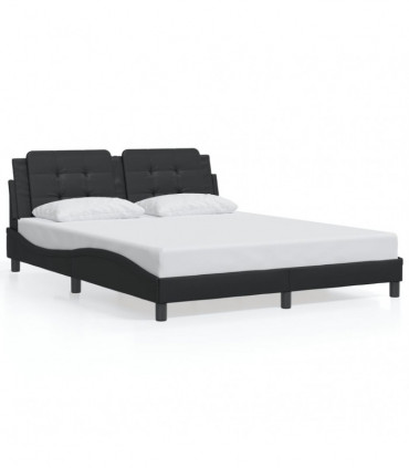 vidaXL Bed Frame with Headboard Black 160x200 cm Faux Leather