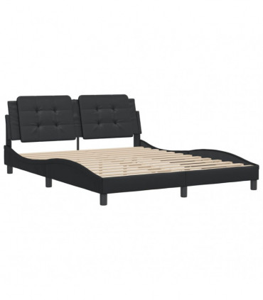 vidaXL Bed Frame with Headboard Black 160x200 cm Faux Leather