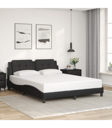 vidaXL Bed Frame with Headboard Black 160x200 cm Faux Leather