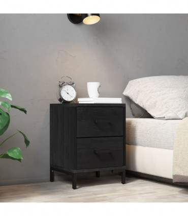 vidaXL Bedside Cabinet Black 36x30x45 cm Solid Pinewood