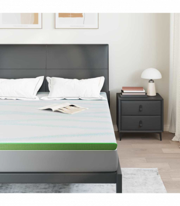 vidaXL Mattress Pads White and Green 140 x 200 cm