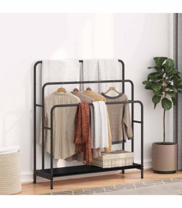 vidaXL Cloth Rack Black oak 90 x 30 x 100.5 cm Engineered wood