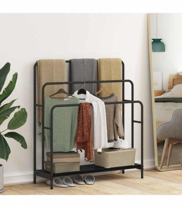 vidaXL Cloth Rack Black oak 90 x 30 x 100.5 cm Engineered wood