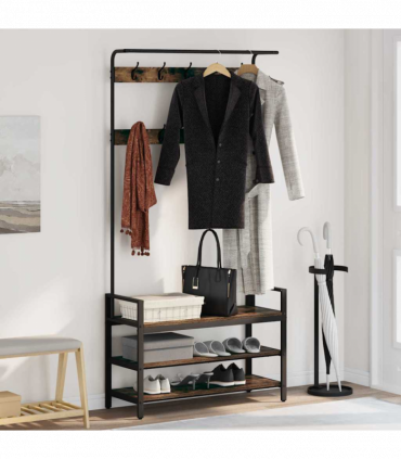 vidaXL Coat Rack Other Smoked oak 95 x 34 x 184 cm Engineered wood