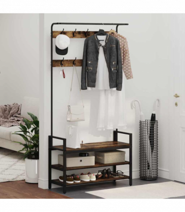 vidaXL Coat Rack Other Smoked oak 95 x 34 x 184 cm Engineered wood