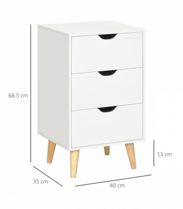 Chest of Drawers - White particle 3 Drawer Unit Storage Bedroom Living Room