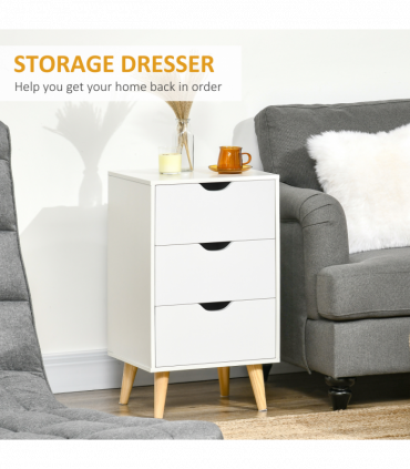 Chest of Drawers - White particle 3 Drawer Unit Storage Bedroom Living Room