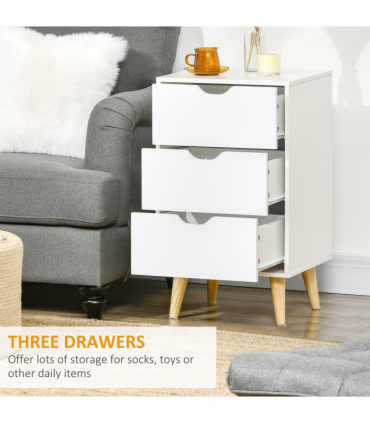 Chest of Drawers - White particle 3 Drawer Unit Storage Bedroom Living Room