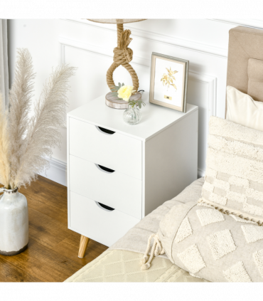 Chest of Drawers - White particle 3 Drawer Unit Storage Bedroom Living Room