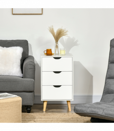 Chest of Drawers - White particle 3 Drawer Unit Storage Bedroom Living Room