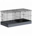 PawHut Guinea Pig Cage, 2 in 1 Rabbit Cage Pet Playpen for Hedgehogs, Black