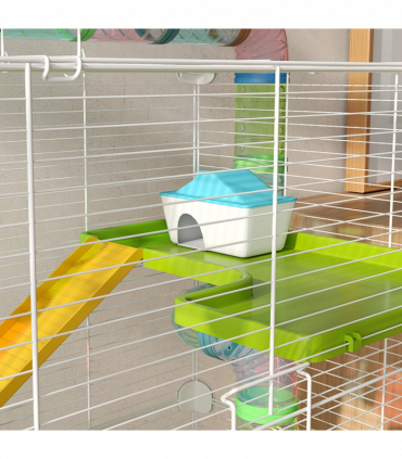 PawHut Hamster Cage w/ Water Bottle, Exercise Wheel, Tubes, Ramps - Green