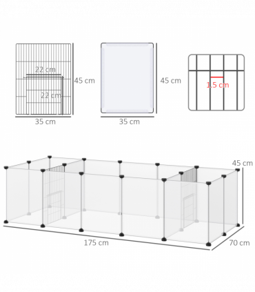 Pet Playpen, 18 Panels DIY Small Animal Cage for Guinea Pigs Hedgehogs