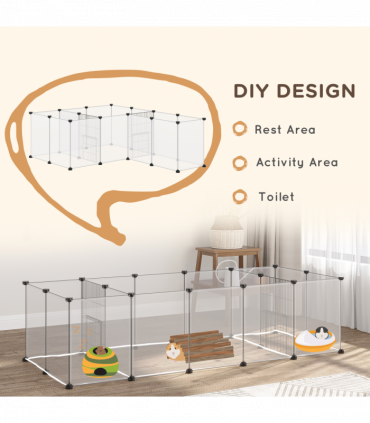 Pet Playpen, 18 Panels DIY Small Animal Cage for Guinea Pigs Hedgehogs