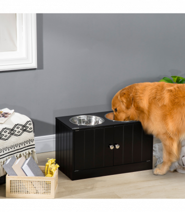 Raised Dog Bowls for Large Dogs Feeding Station Stand, Storage -  Pawhut