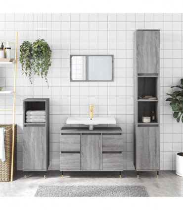 vidaXL Bathroom Cabinet Grey Sonoma 80x33x60 cm Engineered Wood