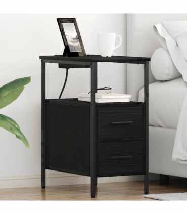vidaXL Bedside Cabinet Black oak 30 x 48 x 61 cm Engineered wood
