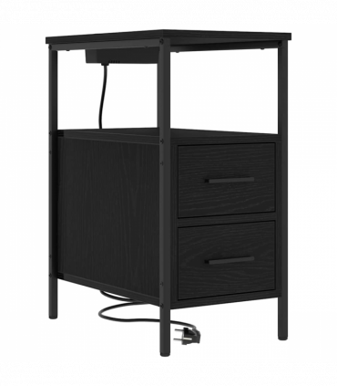 vidaXL Bedside Cabinet Black oak 30 x 48 x 61 cm Engineered wood