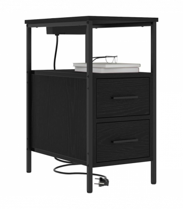 vidaXL Bedside Cabinet Black oak 30 x 48 x 61 cm Engineered wood