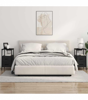 vidaXL Bedside Cabinet Black oak 30 x 48 x 61 cm Engineered wood