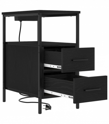 vidaXL Bedside Cabinet Black oak 30 x 48 x 61 cm Engineered wood