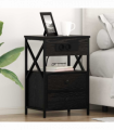vidaXL Bedside Cabinet Black oak 40 x 31 x 60 cm Engineered wood
