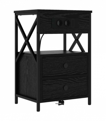 vidaXL Bedside Cabinet Black oak 40 x 31 x 60 cm Engineered wood