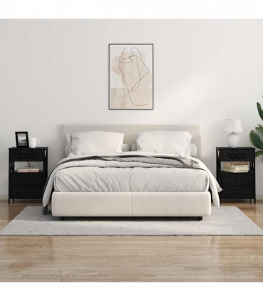 vidaXL Bedside Cabinet Black oak 40 x 31 x 60 cm Engineered wood