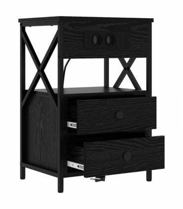 vidaXL Bedside Cabinet Black oak 40 x 31 x 60 cm Engineered wood
