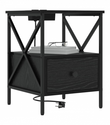 vidaXL Bedside Cabinet Black oak 41.5 x 40.5 x 55 cm Engineered wood