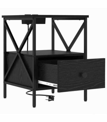 vidaXL Bedside Cabinet Black oak 41.5 x 40.5 x 55 cm Engineered wood