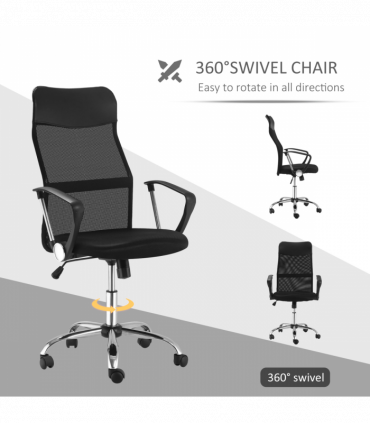 Executive Office Chair High Back Mesh Chair Seat Office Desk Chairs, Black