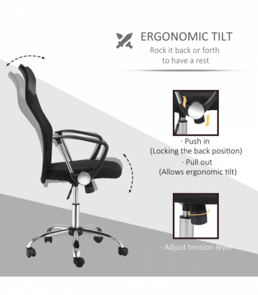 Executive Office Chair High Back Mesh Chair Seat Office Desk Chairs, Black