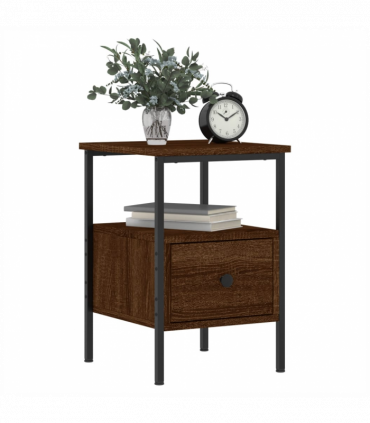vidaXL Bedside Cabinet Brown Oak 34x36x50 cm Engineered Wood