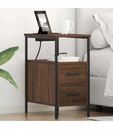 vidaXL Bedside Cabinet Brown oak 30 x 48 x 61 cm Engineered wood