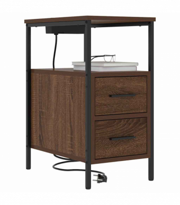 vidaXL Bedside Cabinet Brown oak 30 x 48 x 61 cm Engineered wood