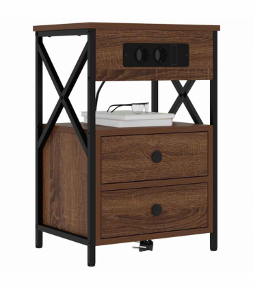 vidaXL Bedside Cabinet Brown oak 40 x 31 x 60 cm Engineered wood